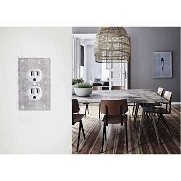 Gaocai Outlet Covers Silver Shiny Rhinestones Wall Plates Light Switch Cover Plate Decorative Wall Plate Single Toggle Outlets Covers Durable Switch Covers