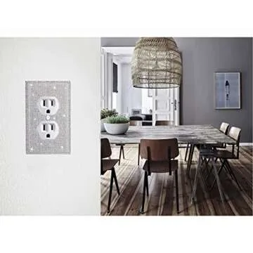 Gaocai Outlet Covers Silver Shiny Rhinestones Wall Plates Light Switch Cover Plate Decorative Wall Plate Single Toggle Outlets Covers Durable Switch Covers