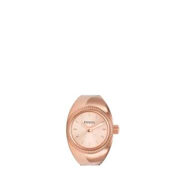 Fossil Women's Quartz Stainless Steel Watch Ring | Rose Gold Design