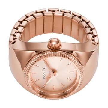 Fossil Women's Rose Gold Quartz Watch Ring - Style & Elegance