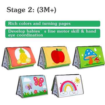 Aboosam Tummy Time Mirror Baby Toys 0-6 Months - Infant Toys Black and White High Contrast Baby Crinkle Toys 0-3 Months with Teether - Montessori Newborn Brain Development Sensory Toys for Babies