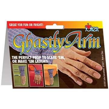 Joker Ghastly Severed Arm With Sleeve Halloween Decoration Prop, Beige