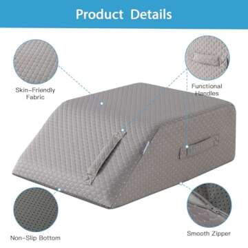 MEGCXIT Leg Pillow Elevation Blood Circulation, Leg Wedge for Elevation for Swelling, Leg Elevating Pillow for After Surgery, Memory Foam Foot Knee Pillow for Back Sleeping 23.6×16.8×8 Inch Grey