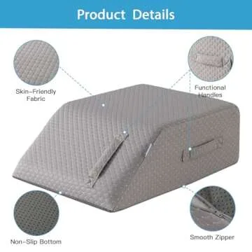 MEGCXIT Leg Pillow Elevation Blood Circulation, Leg Wedge for Elevation for Swelling, Leg Elevating Pillow for After Surgery, Memory Foam Foot Knee Pillow for Back Sleeping 23.6×16.8×8 Inch Grey