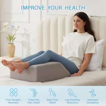 MEGCXIT Leg Pillow Elevation Blood Circulation, Leg Wedge for Elevation for Swelling, Leg Elevating Pillow for After Surgery, Memory Foam Foot Knee Pillow for Back Sleeping 23.6×16.8×8 Inch Grey