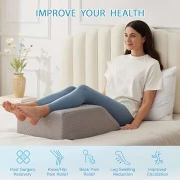 MEGCXIT Leg Pillow Elevation Blood Circulation, Leg Wedge for Elevation for Swelling, Leg Elevating Pillow for After Surgery, Memory Foam Foot Knee Pillow for Back Sleeping 23.6×16.8×8 Inch Grey
