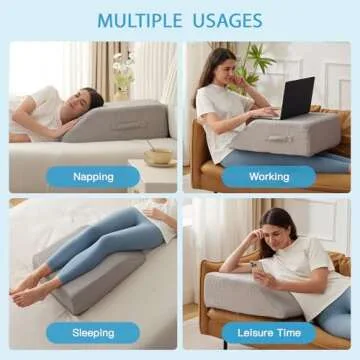 MEGCXIT Leg Pillow Elevation Blood Circulation, Leg Wedge for Elevation for Swelling, Leg Elevating Pillow for After Surgery, Memory Foam Foot Knee Pillow for Back Sleeping 23.6×16.8×8 Inch Grey
