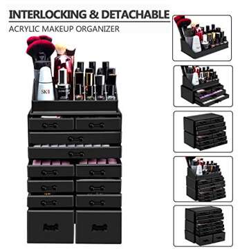 HBlife Acrylic Makeup Organizer with 12 Drawers