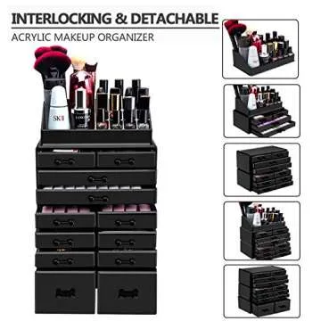 HBlife Acrylic Makeup Organizer with 12 Drawers