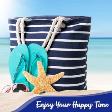 Tavaleu Beach Bags for Women - Extra Large Beach Bag with Zipper Waterproof Sandproof, Swim Pool Cru...