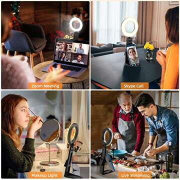 Evershop Ring Light for Laptop Desk Clip On,Small Computer Video Conference Lighting with Stand for Phone/Webcam/Monitor,5" Portable Mini LED Selfie Light Desktop for Zoom Meeting/Video Call/Recording
