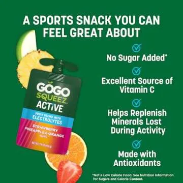GoGo squeeZ Active Fruit Blend with Electrolytes | 18-Count Variety Pack | Blueberry Strawberry Lemon & Strawberry Pineapple Orange | Made with Real Fruit and Antioxidants Vitamin A, Vitamin E, & Vitamin C​