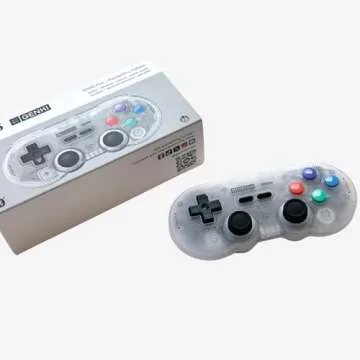 GENKI x 8BitDo PocketPro Portable Wireless Game Controller with Hall Effect Joysticks Rumble, Gyro, USB-C Cable Gamepad for Portable Consoles, Switch, Windows, Mac OS, Android, Steam Deck