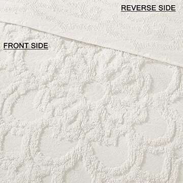 Madison Park Laetitia Lightweight 100% Cotton Quilt Set, Breathable Chenille Tufted, Shabby Chic Boho Medallion Design, Sham, Floral Ivory w/ Tassels, King/California King (104 in x 92 in) 3 Piece