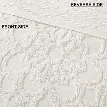 Madison Park Laetitia Lightweight 100% Cotton Quilt Set, Breathable Chenille Tufted, Shabby Chic Boho Medallion Design, Sham, Floral Ivory w/ Tassels, King/California King (104 in x 92 in) 3 Piece