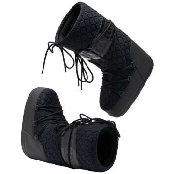 Moon Boot Icon Quilt Insulated Unisex Snow Boots, M3.5-6, W4.5-7, Black