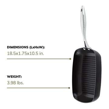 SCANPAN Professional 10.5” Square Grill Pan - Easy-to-Use Nonstick Cookware - Dishwasher, Metal Utensil & Oven Safe - Made in Denmark