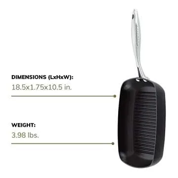 SCANPAN Professional 10.5” Square Grill Pan - Easy-to-Use Nonstick Cookware - Dishwasher, Metal Utensil & Oven Safe - Made in Denmark