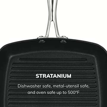 SCANPAN Professional 10.5” Square Grill Pan - Easy-to-Use Nonstick Cookware - Dishwasher, Metal Utensil & Oven Safe - Made in Denmark