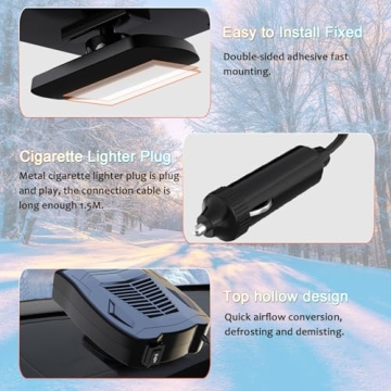 Car Heaters for Vehicle, Fast Heating Defrost Defogger Suits for Car, 12V 200W Portable Car Heater with 360° Rotatable Base, 2-in-1 Heating & Cooling Fan for Car, SUV, Jeeps, Trucks