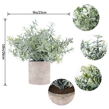 Der Rose Mini Potted Fake Plants Artificial Small Eucalyptus Plants for Home Office Desk Farmhouse Decor