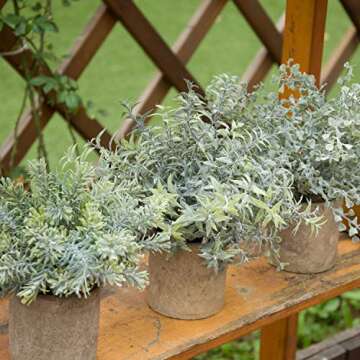 Der Rose Mini Potted Fake Plants Artificial Small Eucalyptus Plants for Home Office Desk Farmhouse Decor