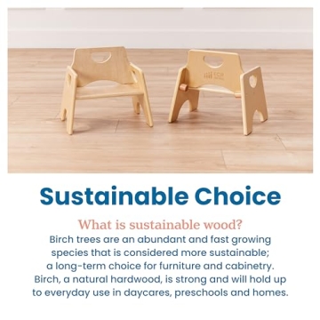 ECR4Kids Stackable Wooden Toddler Chair, 6in, Kids Furniture, Natural, 2-Pack