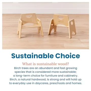 ECR4Kids Stackable Wooden Toddler Chair, 6in, Kids Furniture, Natural, 2-Pack