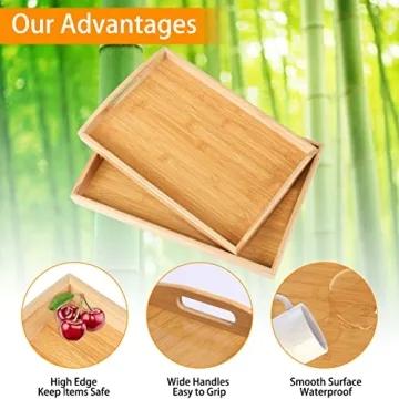 Bamboo Serving Trays Set - Eco-Friendly and Stylish Dining Solution