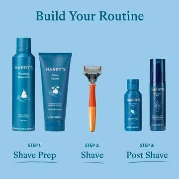 Harry's Razors for Men - Men's Razor Set with 5 Razor Blade Refills, Travel Blade Cover, 2 oz Shave Gel (Ocean Blue)