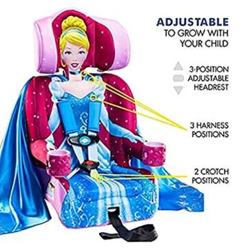 KidsEmbrace Disney Pink Cinderella 2-in-1 Forward-Facing Booster Car Seat LATCH | 5-Point Harness Booster 22-65lbs converts to Belt-Positioning Booster 40-100lbs | Adjustable