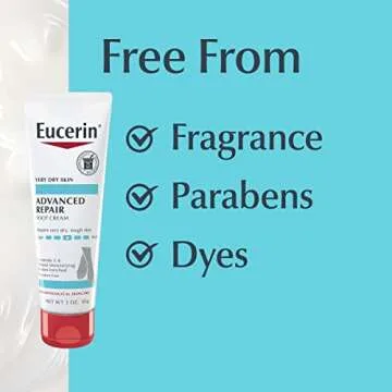 Eucerin Advanced Repair Foot Cream, Unscented Foot Cream for Dry Feet and Heels, 3 Oz Tube, Pack of 3