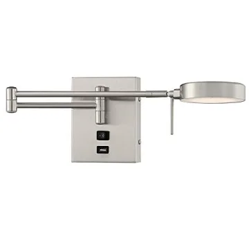 HomeFocus - LED Swing Wall Lamp with USB Charging Port,Dimmable,Bedside Reading Wall Lamp,Wall Light...