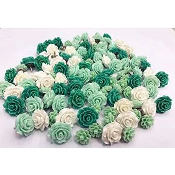 24Pcs Decorative Pushpins,Cork Board Tacks,Bulletin Board Tacks,Thumb Tack Decorative for CorkBoard, Office Organization or Home, Green