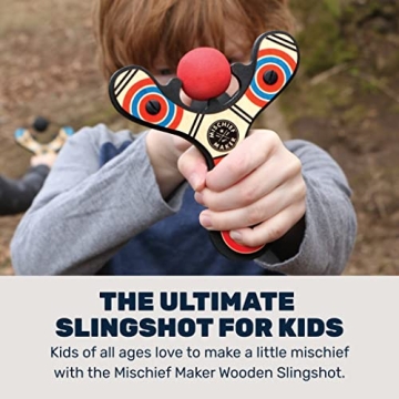 Mighty Fun! Mischief Maker Wooden Slingshot for Kids