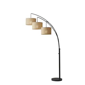 Adesso 4238-26 Trinity Arc Floor Lamp Antique Bronze FinisH, Beige Burlap . Home Decor Lamps and Lig...