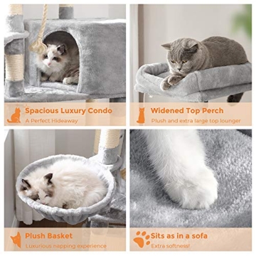 Luxury Cat Tree with Scratching Post and Basket Lounger