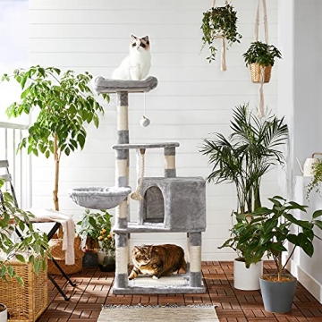 Luxury Cat Tree with Scratching Post and Basket Lounger