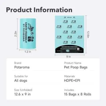 Potaroma Dog Poop Bags, 8 Rolls Guaranteed Leak-Proof Doggie Poop Bags, Extra Thick Waste Bags, Lavender Scented, 120 Count, Includes Flashlight Bag Dispenser Holder