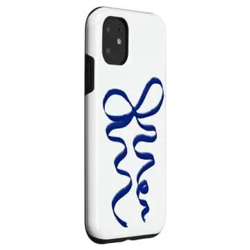 Stylish Hand-Painted Blue Bow Case for iPhone 11