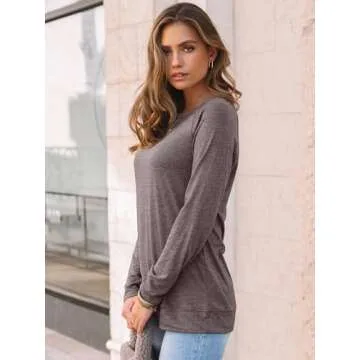 AUTOMET Womens Long Sleeve Shirts Dressy Casual Loose Fit Basic Tops Trendy Fall Fashion Winter Clothes Rose Taupe XL