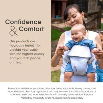 Boppy ComfyGrow Baby Carrier, 7-35lbs, Dove Gray, Newborn to Toddler with 3 Carrying Positions, 3-Stage Adjustable Seat and Head Support, Cotton Fabric