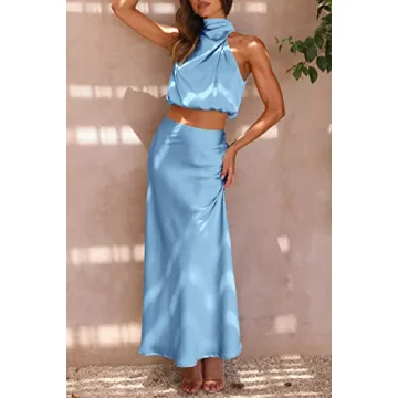 PRETTYGARDEN Women's Satin Summer Outfit Sets for Parties