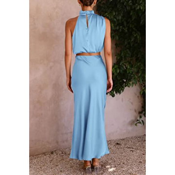 PRETTYGARDEN Women's Satin Summer Outfit Sets for Parties