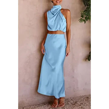 PRETTYGARDEN Women's Satin Summer Outfit Sets for Parties