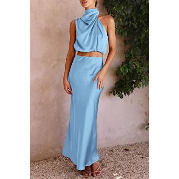 PRETTYGARDEN Women's Satin Summer Outfit Sets for Parties