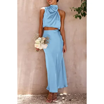 PRETTYGARDEN Women's Satin Summer Outfit Sets for Parties