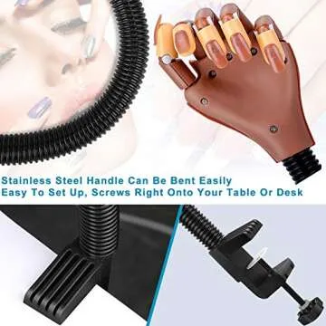 Practice Hand For Acrylic Nails, Nail Practice Fake Hand, Nail Salons And DIY Nail Art Supplies With 300 Pcs Replaceable Nail Tips, Brown, White and Clear