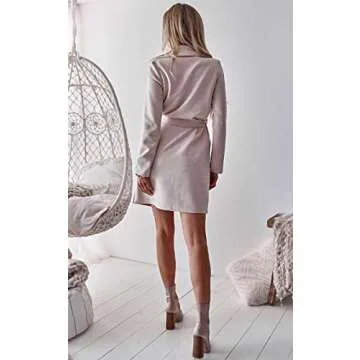 Angashion Women's Casual Long Sleeve Lapel Pocket Outwear Trench Coat Cardiagn with Belt Pink S