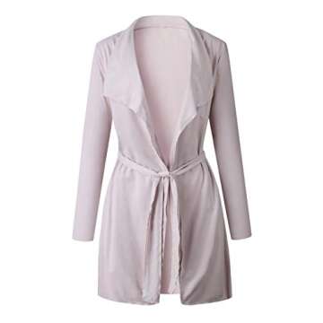Angashion Women's Casual Long Sleeve Lapel Pocket Outwear Trench Coat Cardiagn with Belt Pink S